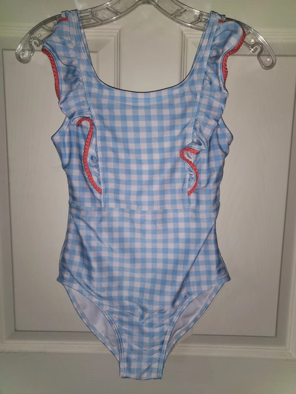Cat & Jack Girls Blue Gingham Ruffle One-Piece Swimsuit